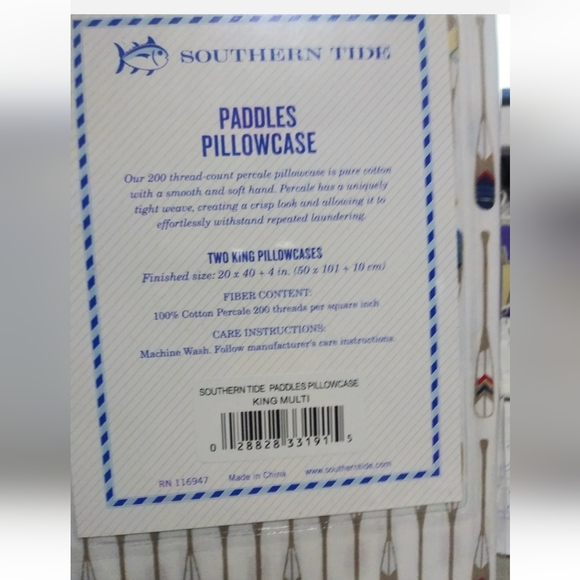 New Southern Tide King pillow cases Skipjack color Paddles - Picture 3 of 3